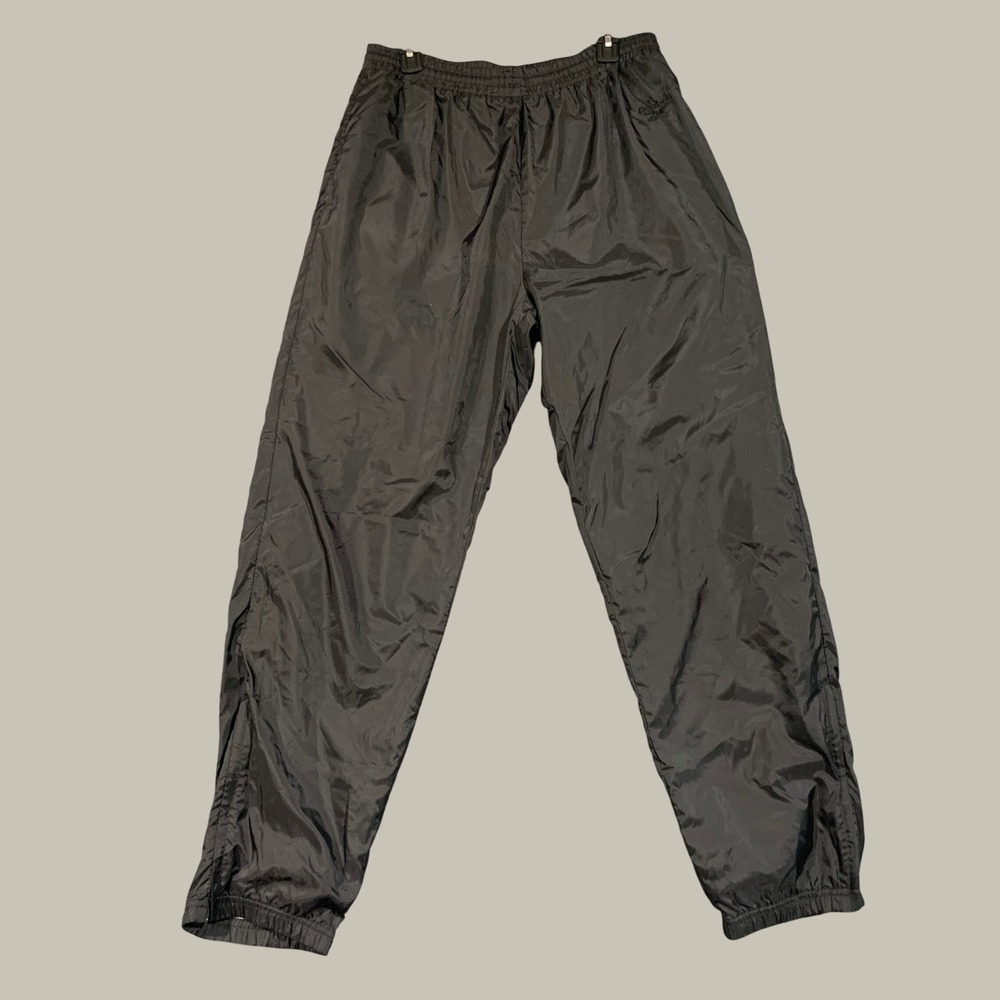 Reebok Track Pants Mens XL Black Nylon Vintage Windbreaker Joggers Vector Logo